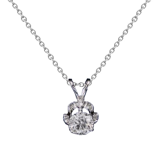 1 Carat Round Solitaire Flower Pendant Necklace White Gold 14K Lab Grown Diamond