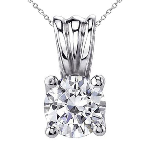 1 Carat GIA Certified Lab Grown Diamond Solitaire Pendant Necklace White Gold 14K