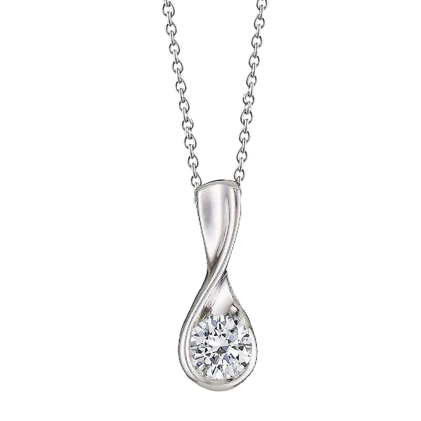 1 Carat Solitaire Gorgeous Round Natural Diamond Pendant Necklace WG 14K