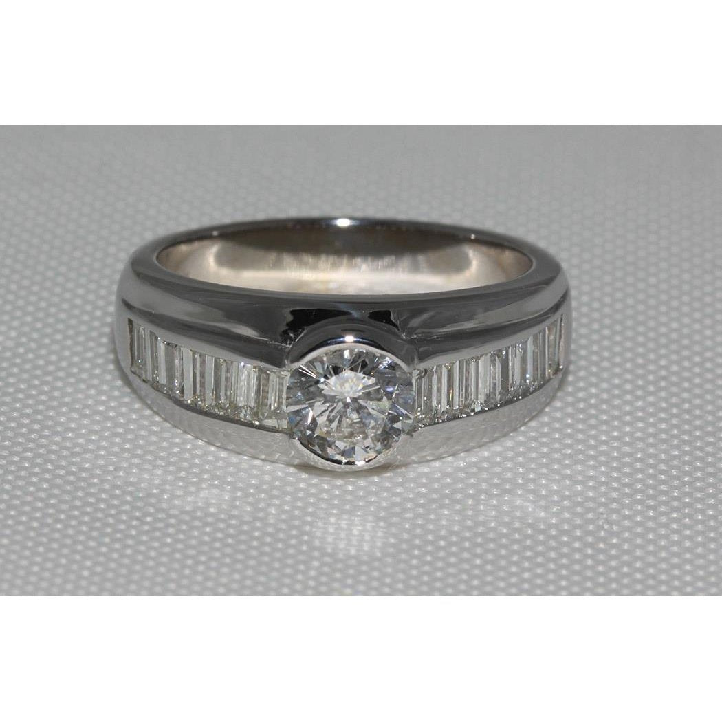 2 Carat Diamonds Engagement Ring Men's Band White Gold 14K