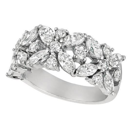 2 Carat Marquise And Round Diamond Engagement Band White Gold 14K New Band