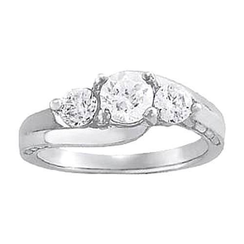 2 Carats Diamond Engagement Ring SI1 White Gold 14K Three Stone Ring