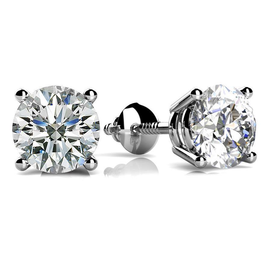 Diamond Stud Earring Solid White Gold Stud Earrings