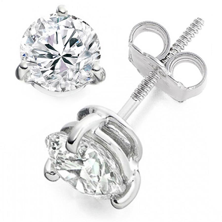 natural round diamond 2ct earring front view