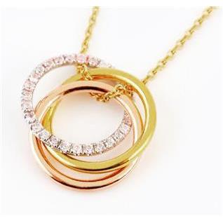 2 Carats Floating Multi Tone And Round Cut Diamond Gold Pendant Pendant