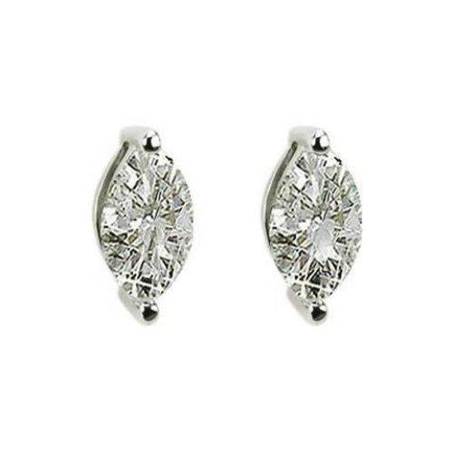 Amazing Marquise Cut Diamond Stud Earring Solid White Gold