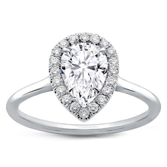 2 Carats Natural Pear With Round Halo Diamond Ring Jewelry Engagement Anniversary Halo Ring