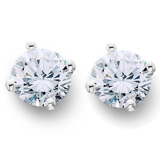 natural round diamond 2ct earring front view