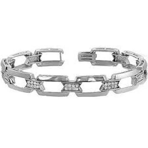 2 Carats Round Cut Men Diamond Bracelet White Gold 14K Mens Bracelet