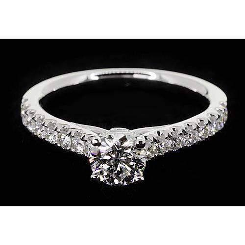 Round Diamond Setting Engagement Ring Solitaire With Accents Solitaire