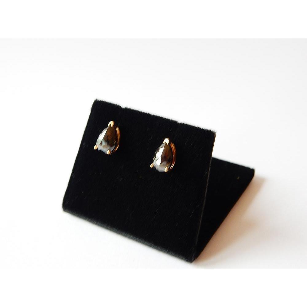 New Style Stud Earrings Pear Black Diamonds Black Nice Yellow Gold Finish Stud Earrings