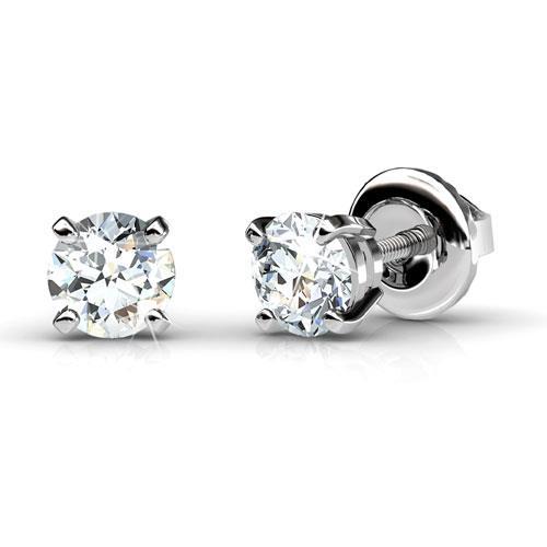 Natural Ladies Round Brilliant Cut Diamonds Studs Earring White Gold