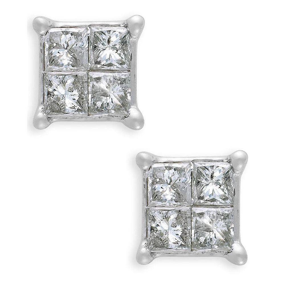 2 Ct Princess Cut Diamond Stud Earring 14K White Gold Stud Earrings