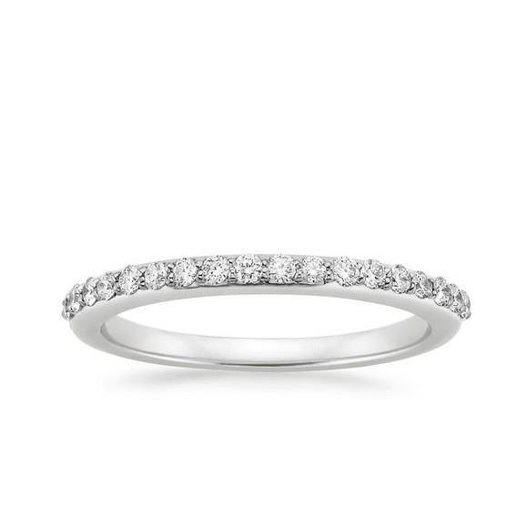 2 Ct Round Brilliant Cut Diamond Wedding Band 14K White Gold Half Eternity Band