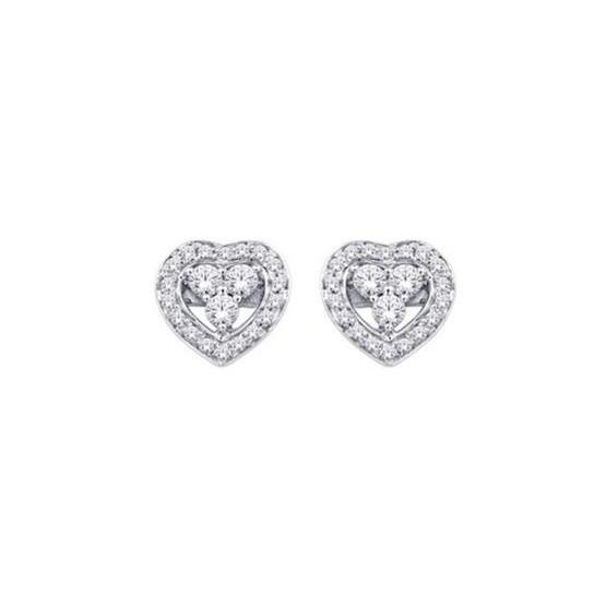 Round Brilliant Cut Diamond Women High Quality Unique Studs Halo Earrings White Gold Diamond