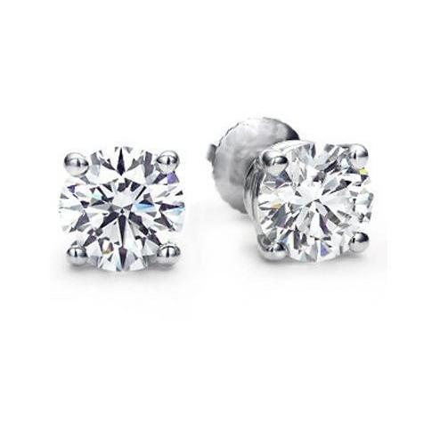 natural round diamond 2ct earring front view