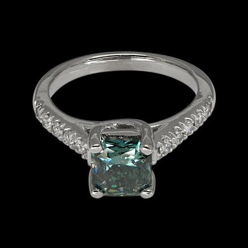 Gorgeous fancy Blue Radiant Diamond Royal Gemstone White Gold Gemstone Ring