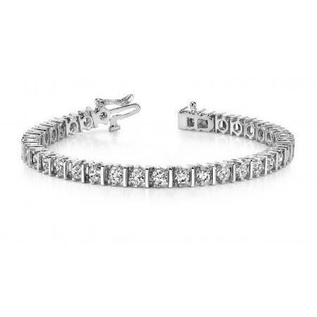 2 Prong Set Round Diamond Tennis Bracelet 7.60 Carats Gold White 14K Tennis Bracelet