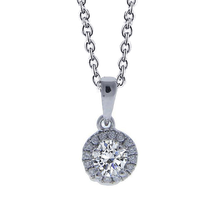 2.16 Carats Round Lab Grown Diamond Halo Style Women Pendant White Gold 14K