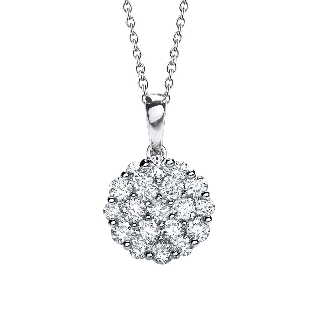 2.45 Carats Brilliant Cut Natural Earth Mined Diamonds Pendant Necklace 14K White Gold