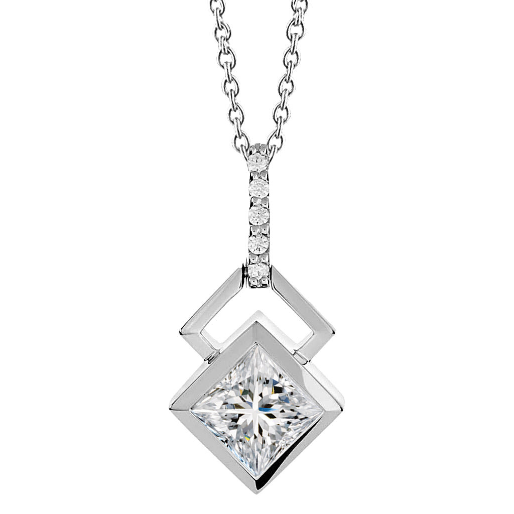 2.50 Carats Real Natural Earth Mined Diamond Pendant Necklace 14K White Gold