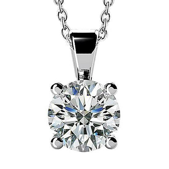 2.51 Ct. Solitaire Natural Earth Mined Diamond Pendant With Chain Necklace White Gold