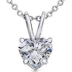 2.5 Carats Heart Shaped Natural Earth Mined Diamond Necklace Pendant White Gold 14K