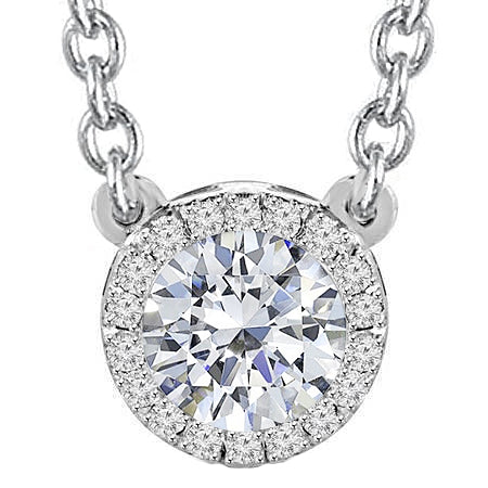 2.50 Carats Round Halo Diamond Pendant Dog Ear White Gold Jewelry New