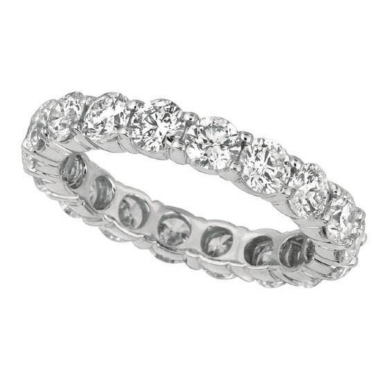 20 Pointer 3.42 Carat Round Brilliant Diamond Eternity Ring Band Gold 18K Eternity Band