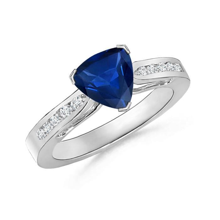 Lady’s Brilliant Ceylon Sapphire And Diamond White Gold Gemstone Ring