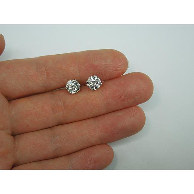 2.00 Carats Round Diamonds Pair Studs Earrings White Gold Stud Earrings
