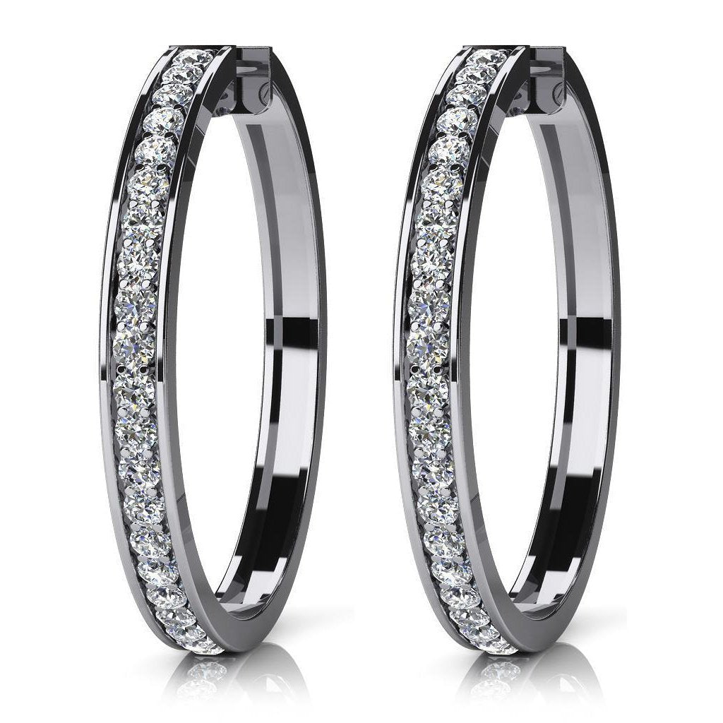 2.00 Carats Small Round Cut Diamonds Hoop Earrings 14K Gold White Hoop Earrings