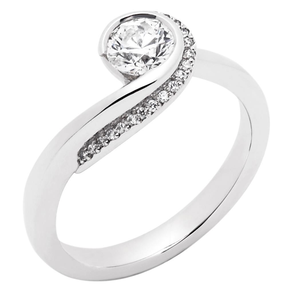 Women Jewelry Sparkling Unique Solitaire Ring with Accents White Gold Diamond