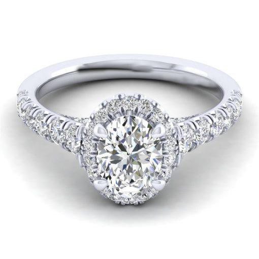 2.01 Carats Diamonds Wedding Halo Ring Gold White Halo Ring
