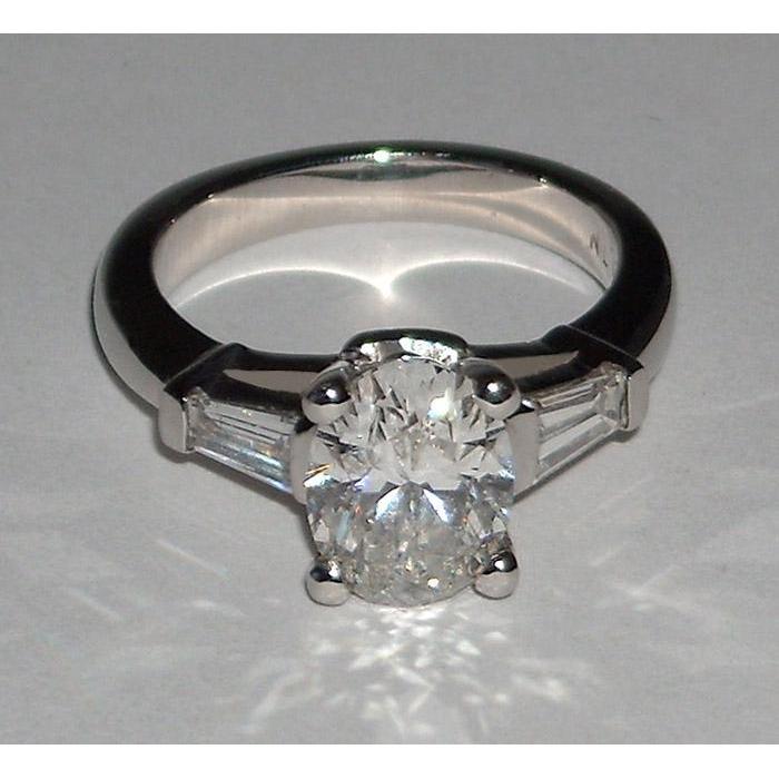 2.01 Ct. Oval Diamond Three 3 Stone Ring White Gold New Three Stone Ring