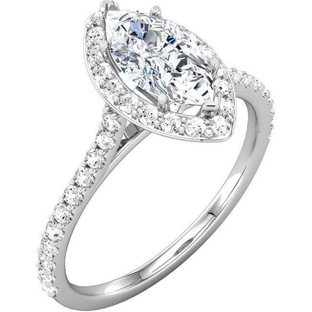 2 Ct. Wedding Ring Halo Marquise & Round Brilliant Diamonds Halo Ring
