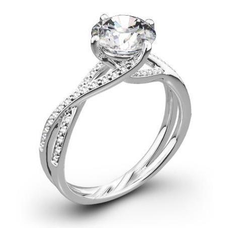 New High Quality Wedding Solitaire Ring with Accents White Gold Diamond