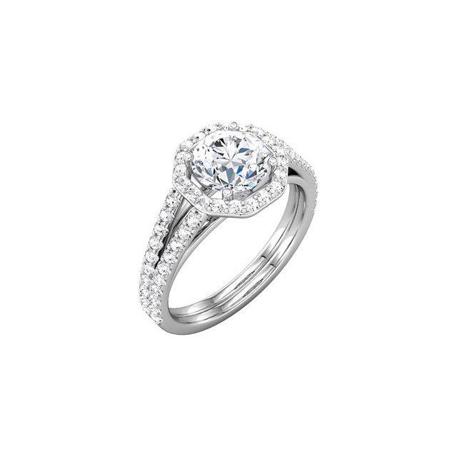 2.11 Ct. Round Brilliant Diamonds Solitaire With Accents Halo Ring Wg Halo Ring