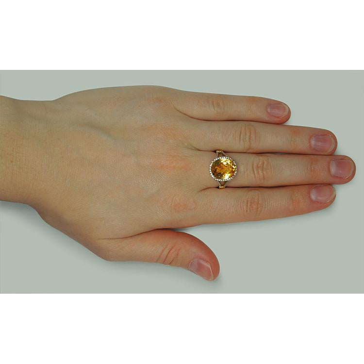 Lady’s Brilliant Madeira Citrine & Diamond Oval Ring With Accents