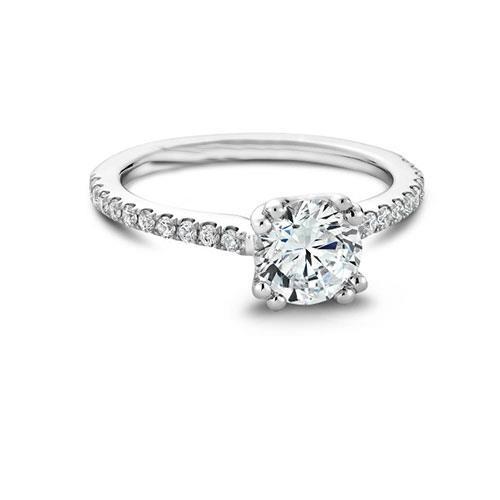 Brilliant Sparkling Solitaire Ring with Accents White Gold Diamond