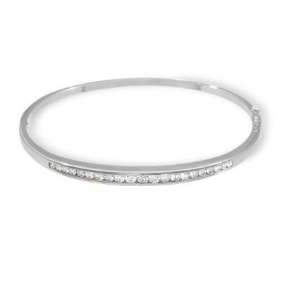 2.20 Carats Channel Set Round Diamond Bangle Bracelet White Gold 14K Bangle