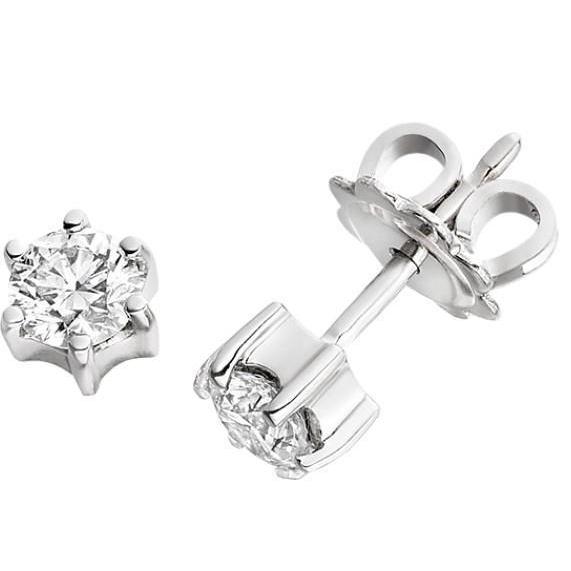 Lady’s Brilliant Engagement White Gold Diamond Stud Earrings