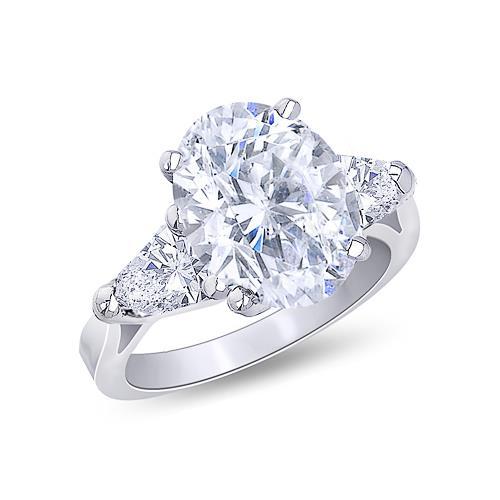 2.20 Carats Three Stone Diamonds Anniversary Ring White Gold 14K Three Stone Ring