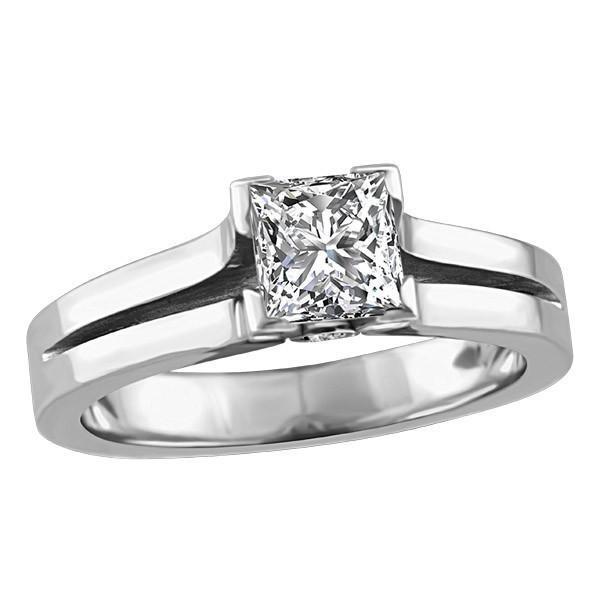 Princess Cut Style White Elegant Woman's Solitaire Diamond Ring