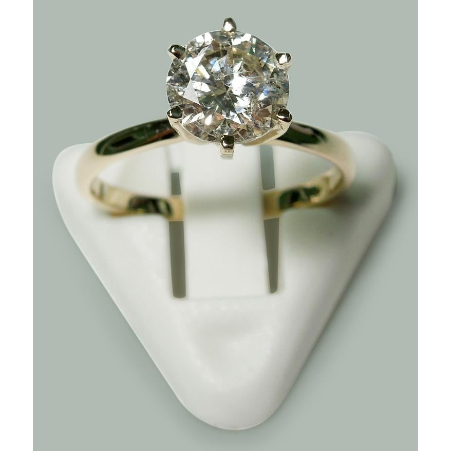 Prong Setting 1.50 Carat Round Diamond Ring Yellow Gold 14K Solitaire Solitaire Ring