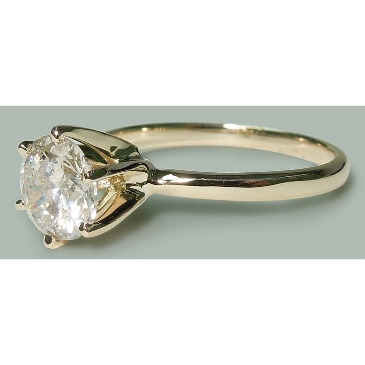 Prong Setting 1.50 Carat Round Diamond Ring Yellow Gold 14K Solitaire