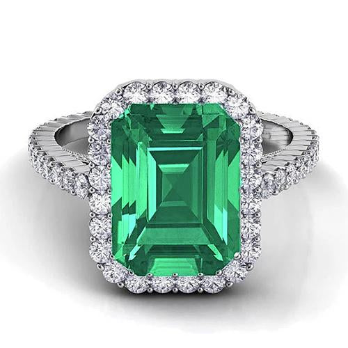 24 Ct Emerald And Diamond Wedding Ring White Gold Jewelry Gemstone Ring