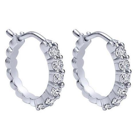 New Round Cut Diamond Hoop Earrings White Gold Hoop Earrings