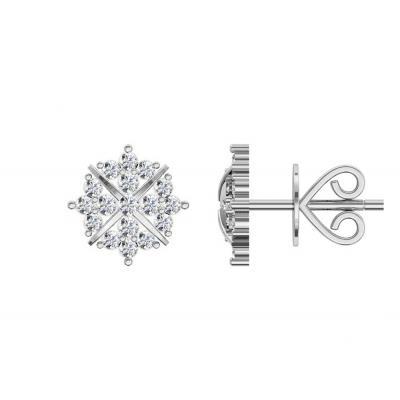 Round Diamond Stud Earring White Gold Stud Earrings