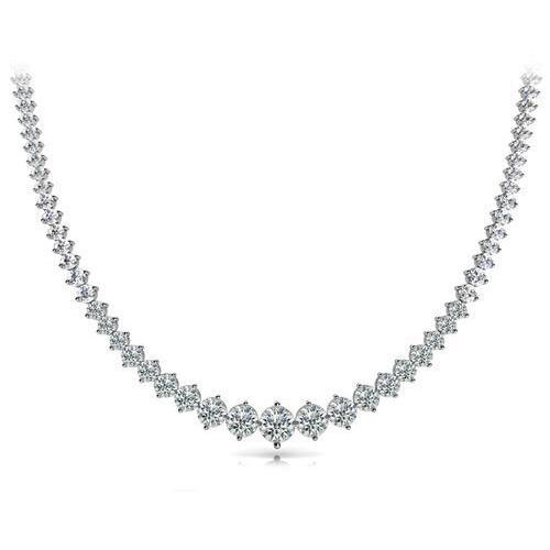 24 Ct Small Round Cut Diamonds Ladies Necklace 14K White Gold Necklace